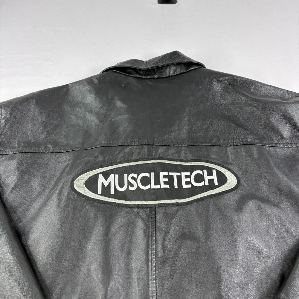 Vintage Saxon Leather Jacket‎ Mens 3XL Black Full Zip Bike Motorcyle Embroidered